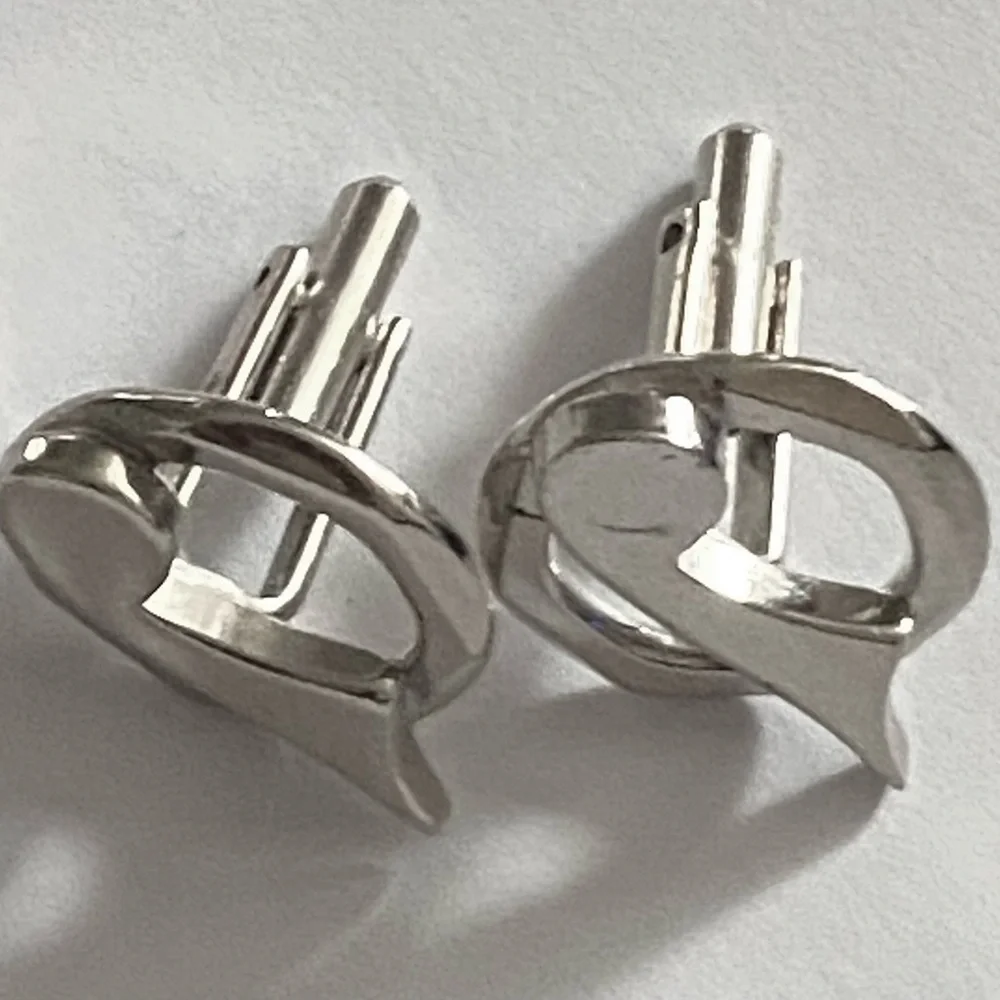 Vintage Men’s Musical Note Cufflinks Silver Metal